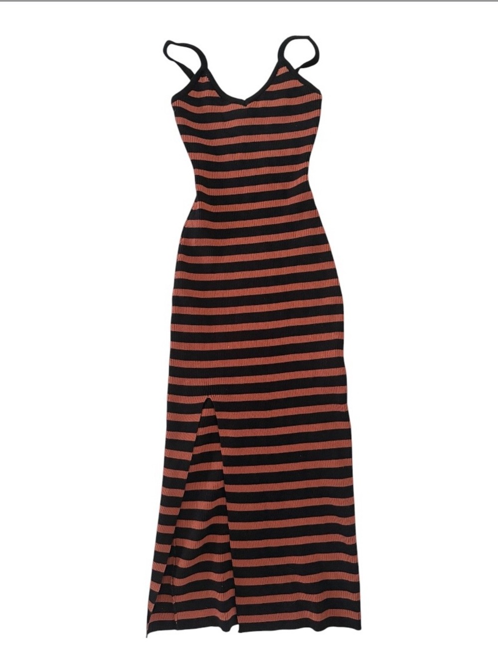 Windsor Black & Rust Striped Knit Maxi Dress